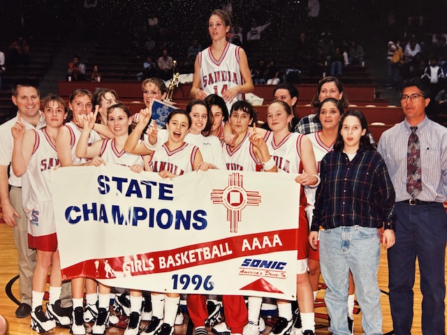 _NMAA's tweet photo. #ThrowbackThursday photo of the 1996 Class 4A Girls Basketball State Champions from Sandia High School.  The Matadors beat Eldorado in the final 58-46. https://t.co/xW7INPA7NF