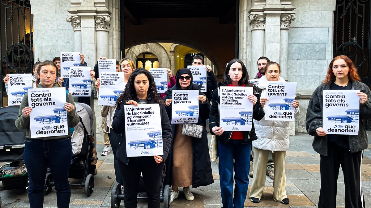 🔵 Contra tots els governs que desnonen.

L'Ajuntament de Girona, encapçalat per Guanyem, ha activat tots els processos administratius per desnonar tres famílies amb menors de pisos públics.

D'executar-se els desnonaments, tres famílies dormirien al carrer a l'hivern.