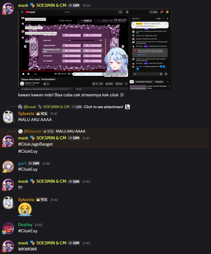 Syluxvia's tweet photo. Selesai stream pun masih dibully sama GAME DEVnya, sekali lagi GAME DEV!!😭😭 https://t.co/Pj38O53pL9