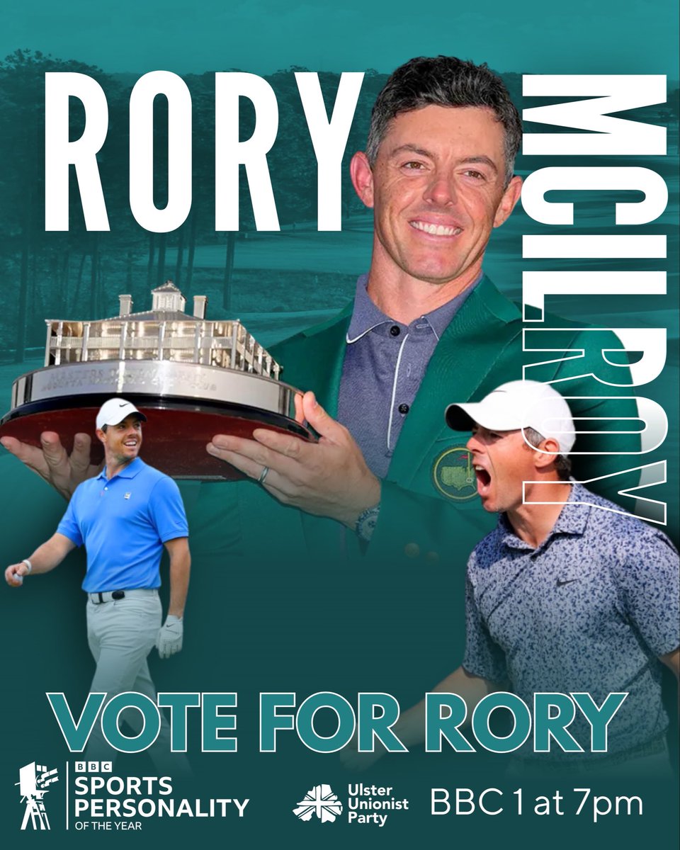 Wishing Rory McIlroy best wishes this evening for BBC Sports Personality of the Year. He will be getting my vote. #SPOTY