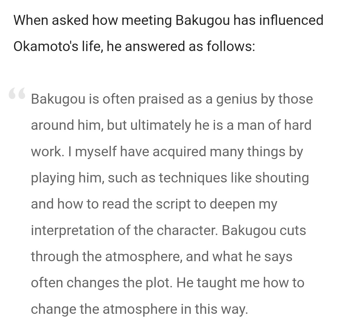 "Bakugou is often praised as a genius by those around him, but ultimately he is a man of hard work."

"In fact, he's a character who's full of setbacks, and Bakugou cries just as often as Deku."

- Excerpt from Nobuhiko Okamoto's interview from CUT Magazine.

😭😭😭🧡🧡🧡