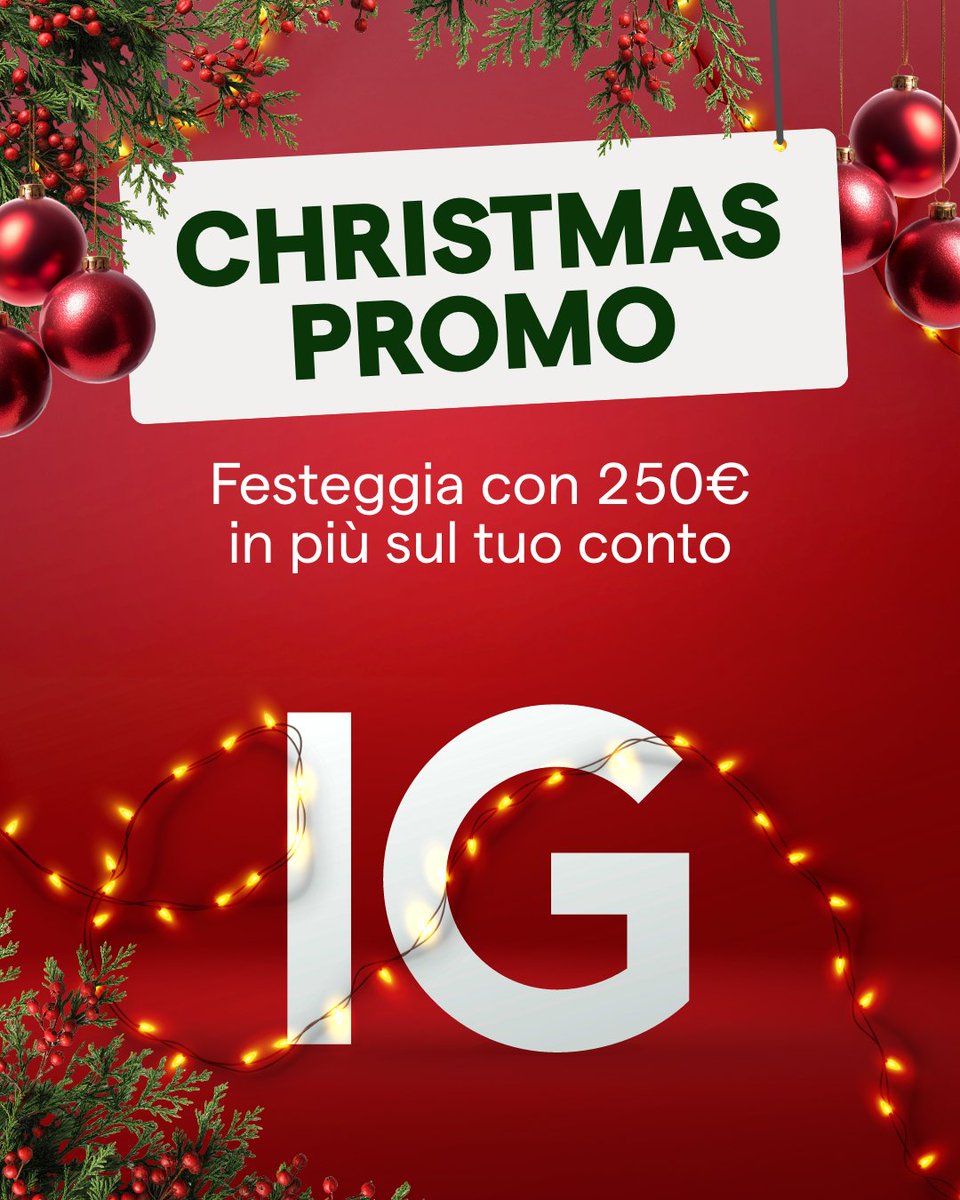 🎅 Questo Natale regalati un vantaggio in più sui mercati con IG!
🎁 Apri il tuo conto e ottieni subito 250€ di accredito dopo l’attivazione.
📙 In più, per te la guida gratuita “Come costruire un piano di trading efficace”, per iniziare con metodo.
🙌 Approfittane ora:
