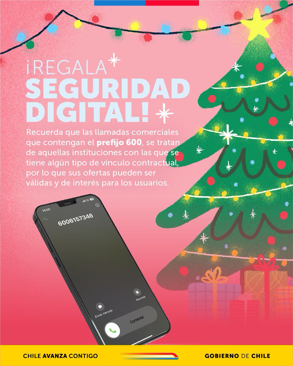 ¡Regala seguridad digital!🎄🔏Ante el aumento de las compras online, te recordamos cuidar tus datos personales y que las llamadas con prefijo 600 pueden ser ofertas válidas y de tu interés.