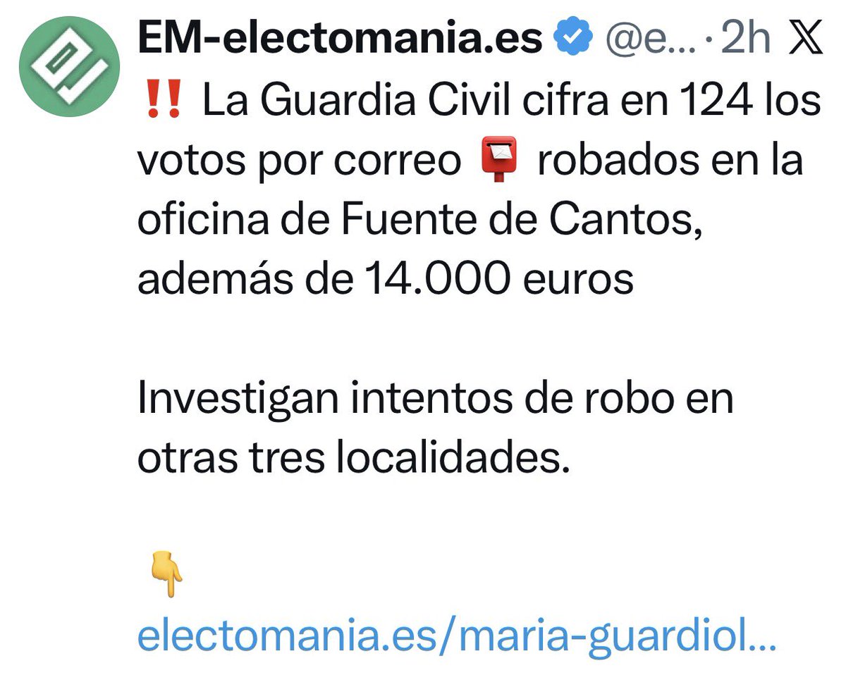 Roban una caja fuerte de una oficina de correos en la que había 14.000€ y 124 votos. El PP, sale en tromba con Feijóo y el Goebbels de Ferrol a la cabeza gritando “Nos roban la democracia”!!. Qué degradación más absoluta la del PP.