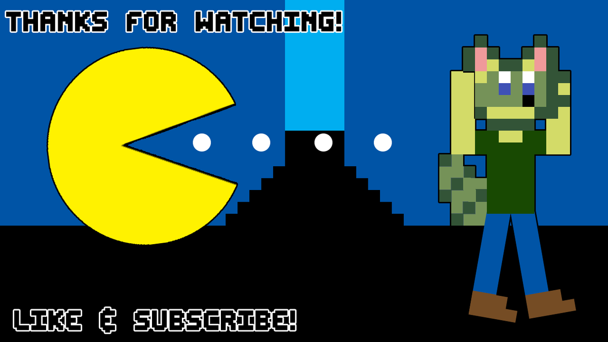 RetrocadeRomp's tweet photo. Working on a proper 'end card' for my Youtube videos. Here's the first draft, hehe. #pixelart #art #youtuber #pngtuber https://t.co/6jiDssOlTc