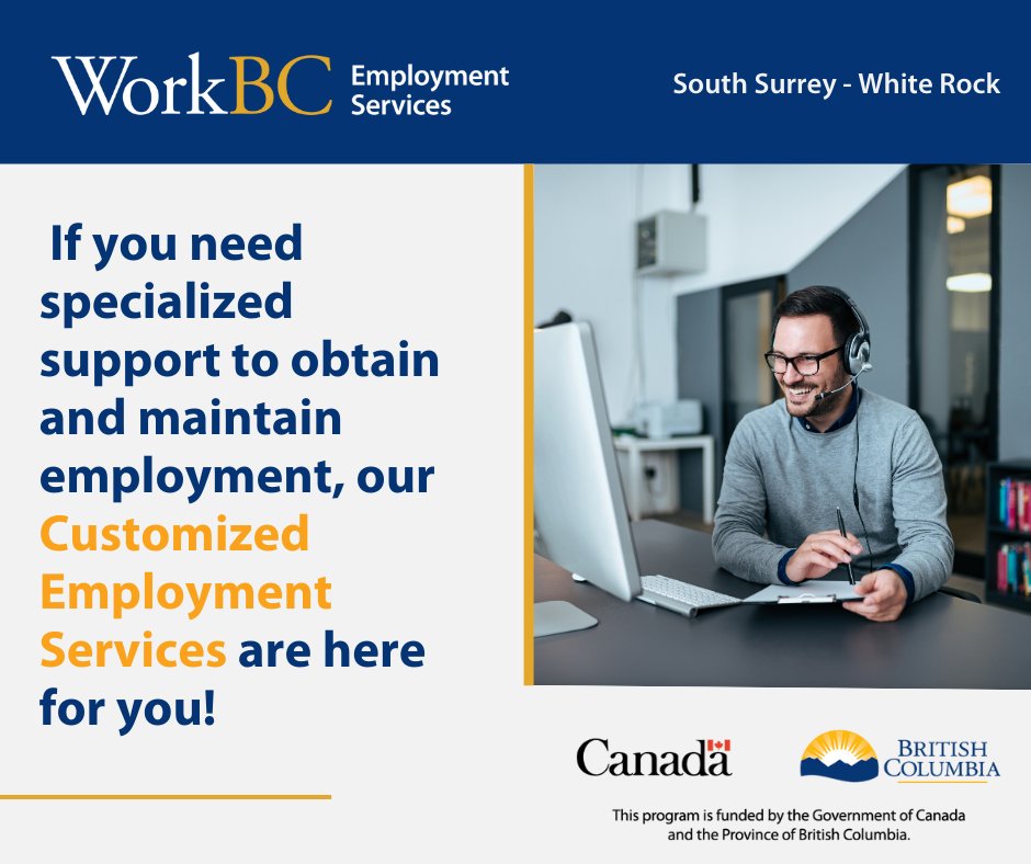 WorkBCSSWR's tweet image. 🫶 WorkBC helps create personalized employment opportunities for individuals needing special support. Reach out to WorkBC today and find a job that aligns with your skills and needs!

➡️ To learn more about this service, please visit: ow.ly/RiSV50XIClK