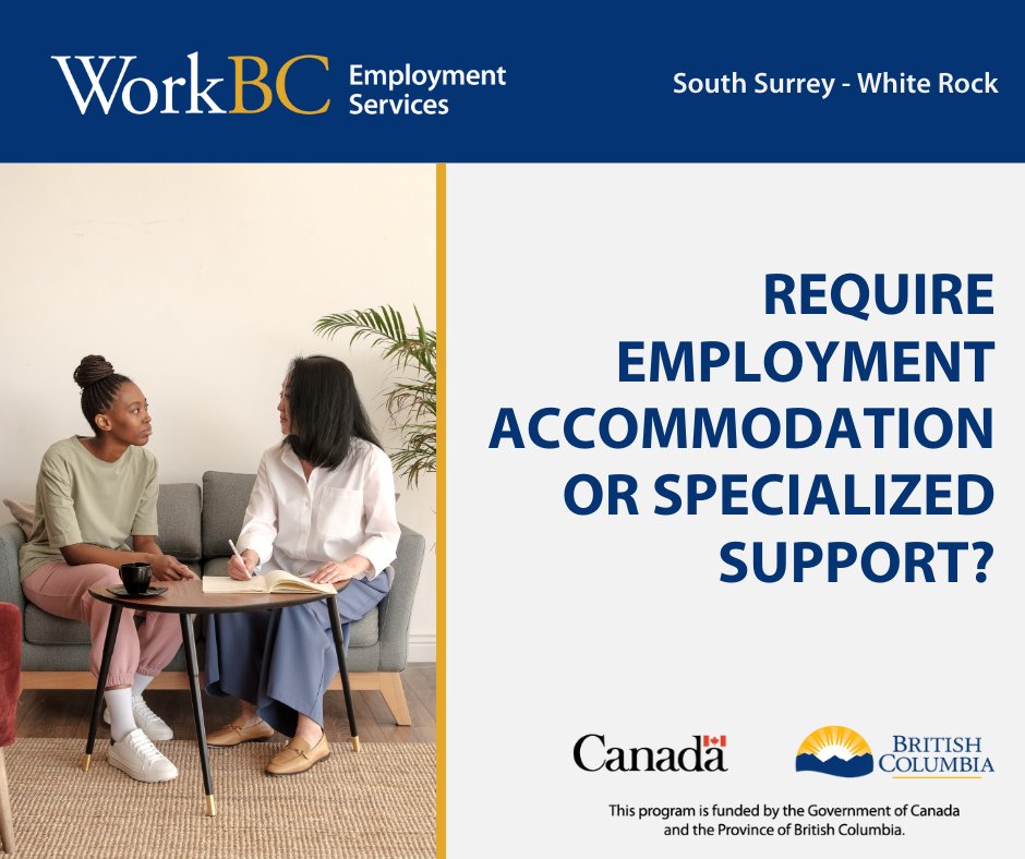 WorkBCSSWR's tweet image. 🫶 WorkBC helps create personalized employment opportunities for individuals needing special support. Reach out to WorkBC today and find a job that aligns with your skills and needs!

➡️ To learn more about this service, please visit: ow.ly/RiSV50XIClK