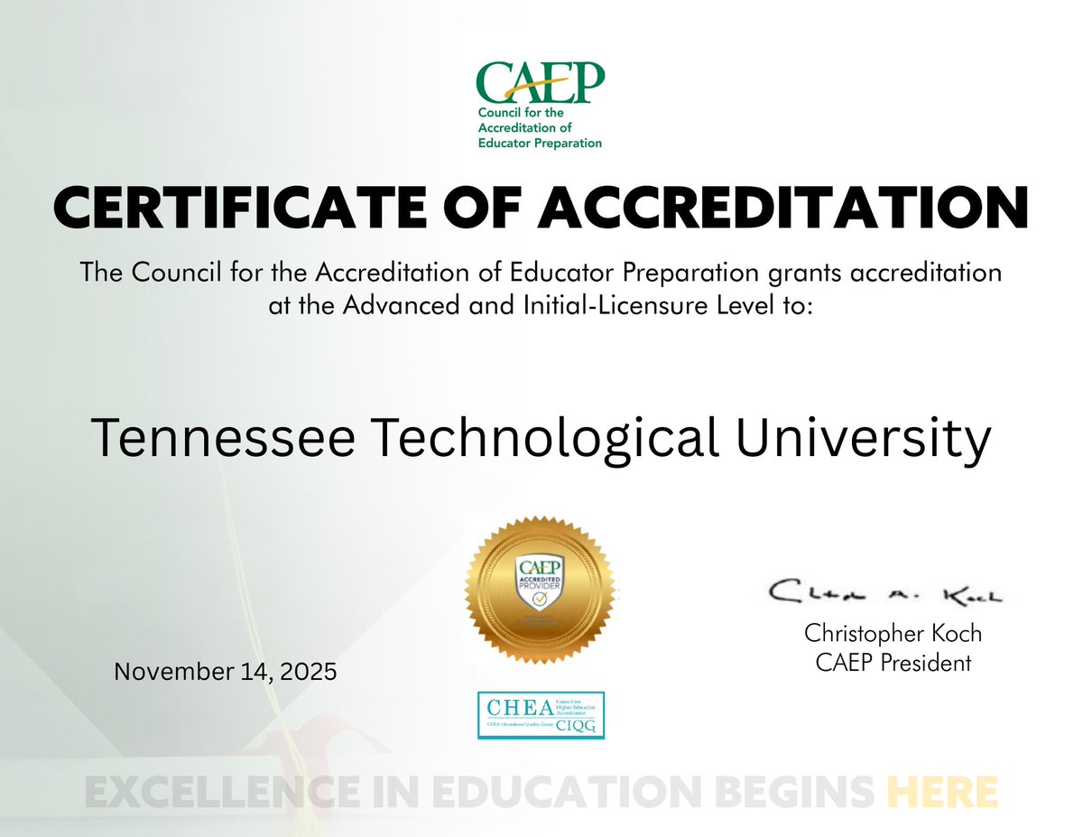 caepupdates's tweet photo. Congratulations @TennesseeTech, @MSUTexas, and @wgu on receiving accreditation!

Accreditation is quality assurance through external peer review. When an institution or specialized program is accredited, it has demonstrated that it meets standards set by organizations representing the academic community, professionals, and other stakeholders.