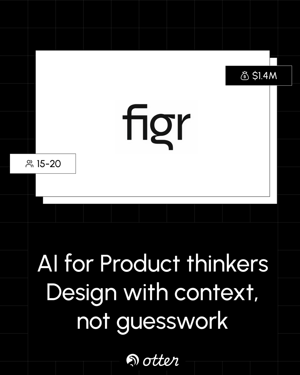 useotter_'s tweet photo. Say hi to @FigrDesign  👋

They’re building AI to help product teams design better, faster, and with context. 🧠

Find them on Otter: https://t.co/mksL90Sf6I

@moksh_garg 💘

#startups #ai #productdesign #HiringNow https://t.co/CyxXVg0r3Z