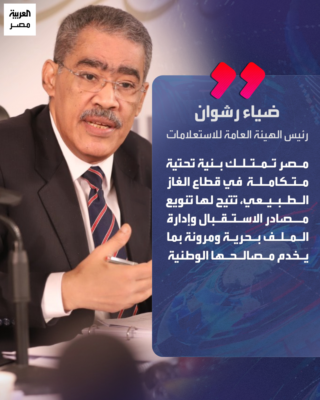 رئيس الهيئة العامة للاستعلامات ضياء رشوان: "مصر تمتلك بنية تحتية متكاملة في قطاع الغاز الطبيعي" _مصر 