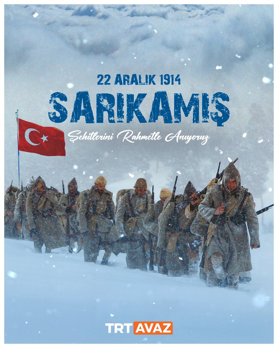Sarıkamış’ta yazılan destanı, imanla yoğrulan fedakârlığı ve sarsılmaz vatan sevgisini 111. yılında rahmet, minnet ve saygıyla anıyoruz.

🇹🇷 Ruhları şad, mekânları cennet olsun.