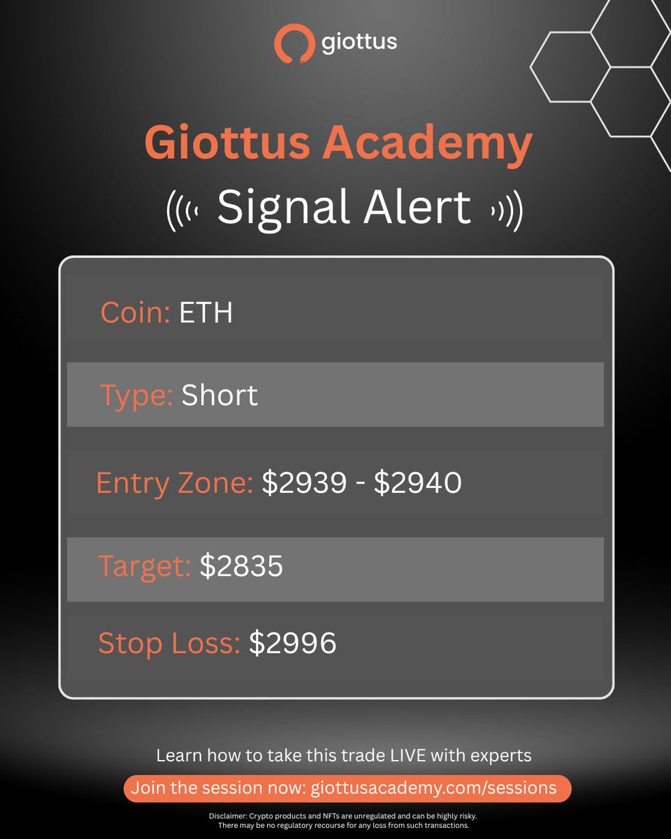 ETH SHORT | Structured setup Follow the levels. Manage risk. Tap to trade:  https://t.co/aOXEHR3c36 #Ethereum #ETH #GiottusAcademy
