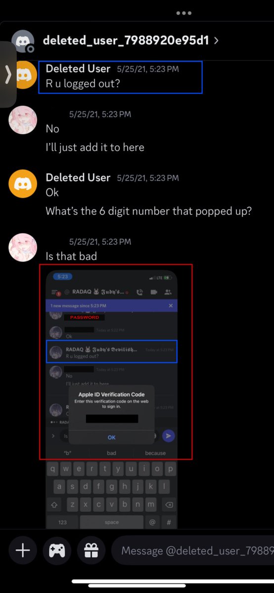 pyredoot's tweet photo. An anonymous source came forward. ALLEGEDLY, official_Radaq groomed a minor (14) for nudes and to gain access to their Apple account for unknown reasons. He even coached them around parental controls when their mom was suspicious. https://t.co/tliSRB8G5A