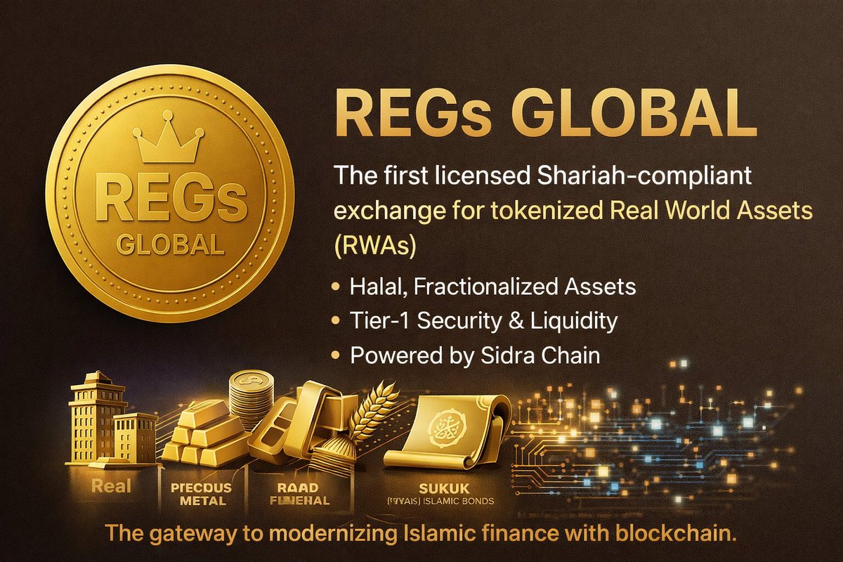 REGs Global sets a new benchmark in ethical finance as a Shariah-compliant Tier-1 RWA exchange on Sidra Chain, combining regulatory strength, institutional infrastructure, and trusted global access.

#REGSGlobal #SidraFamily #RWA #tokenization #GLNsGlobal <a href="/sidrachain/">SidraChain</a> @iSafePal