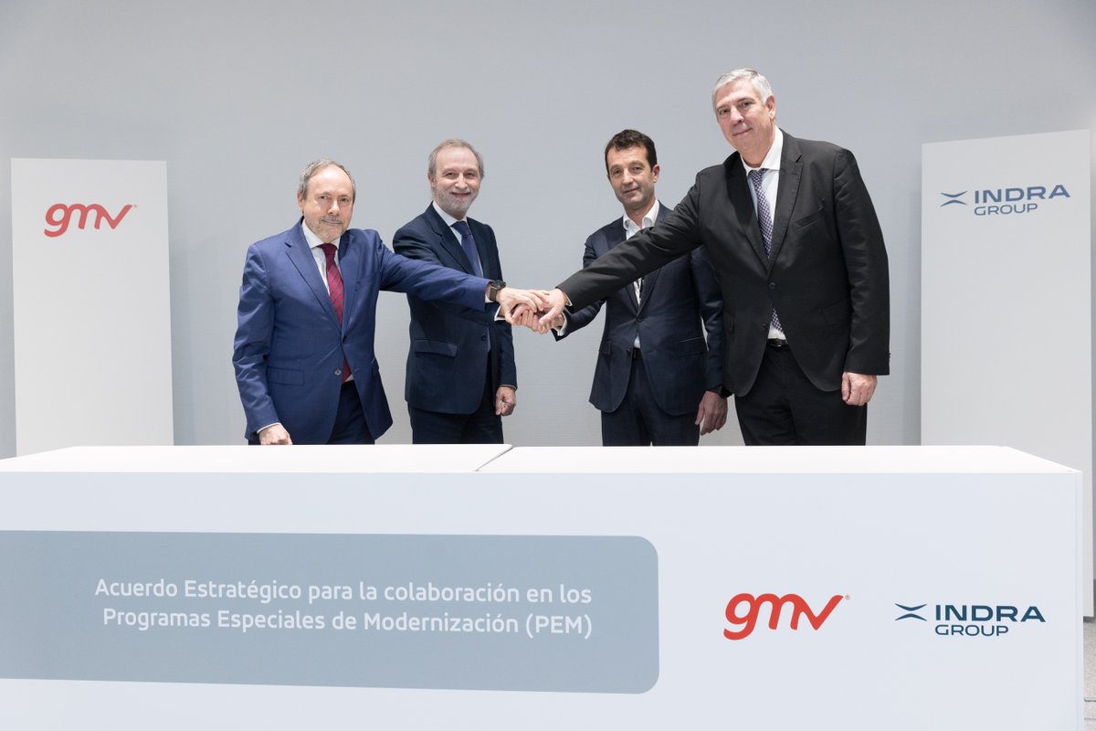 infoGMV's tweet photo. GMV and the @Indracompany have signed an agreement to work together on developing cutting-edge systems and services for Spain’s armed forces

https://t.co/RQFwm9PoLl

#Defense #CommandandControl #Ciberdefense https://t.co/s1vBCoUUrU