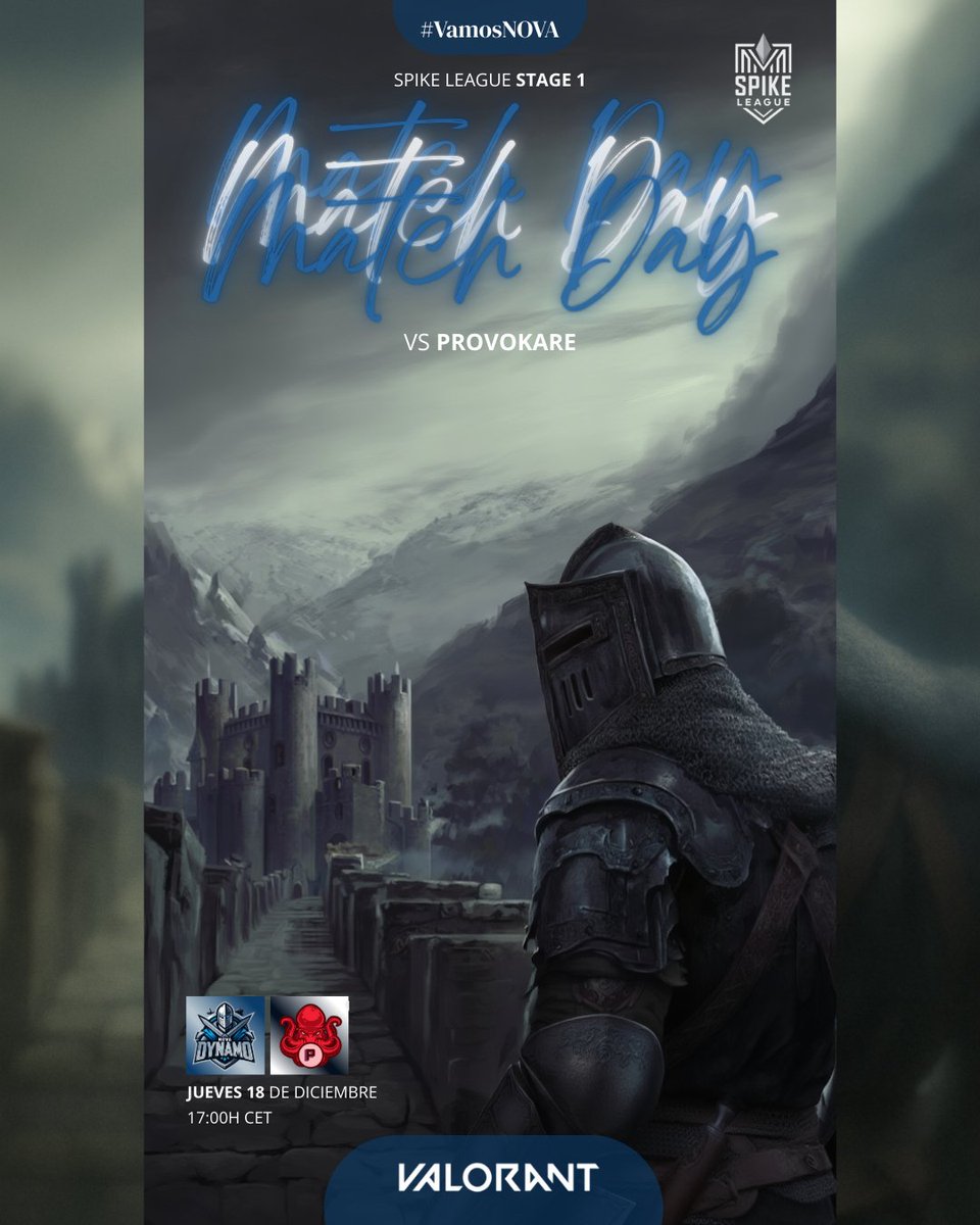 ⚔️#MATCHDAY⚔️

Spike League - Stage 1  |  VALORANT  

🏆| <a href="/spikeleague_ES/">Spike League</a> 
🆚| #Provokare
🗓️| 18/12/2025 
📺| twitch.tv/spikeleague_es  

#SpikeLeague #VamosNOVA #VALORANT #FYP #gaming