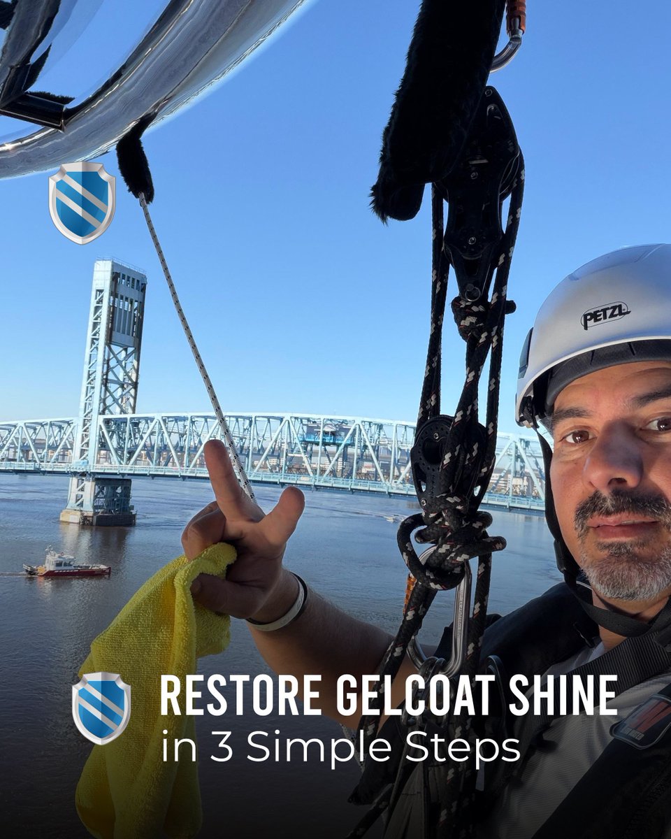 SeaShield's tweet image. Your yacht’s gelcoat is its first line of defense—and its most visible feature. Over time, sun, salt, and oxidation can leave it looking dull and chalky. With the right approach, you can bring back that deep, reflective shine. Here’s how, in three professional steps:
.
Step 1:…