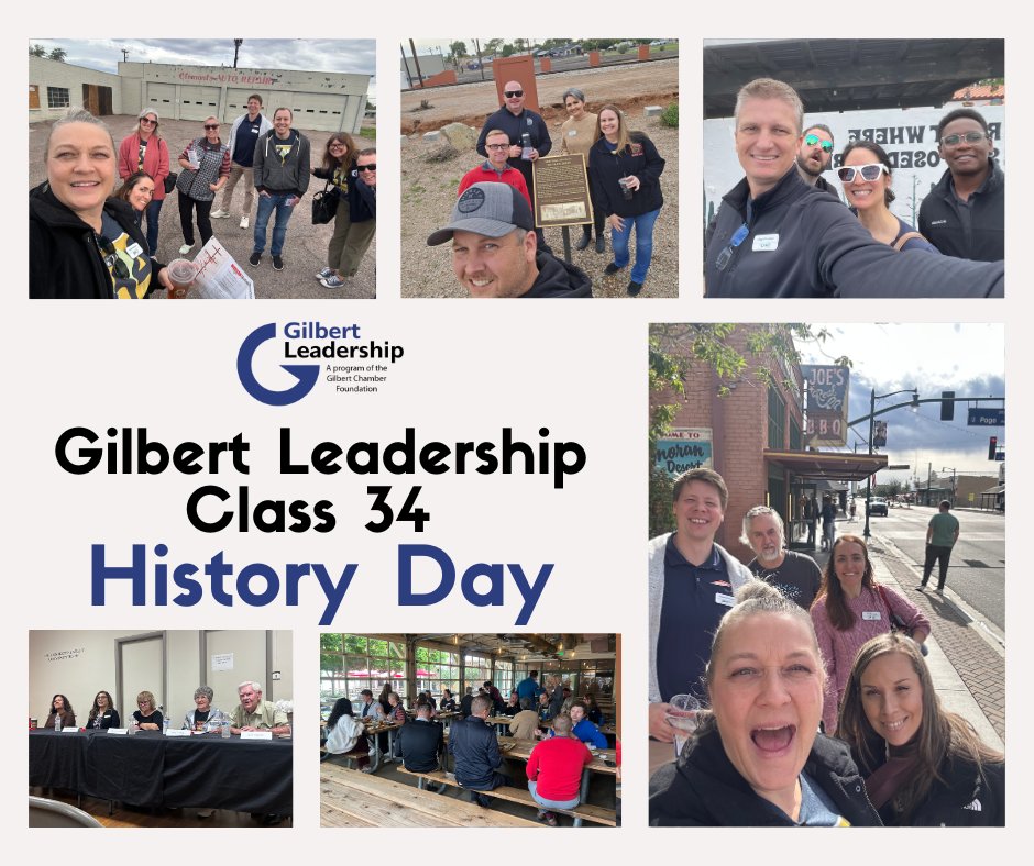 GLeadership's tweet image. Gilbert Leadership Class 34 had an amazing time diving deeper into the roots of Gilbert with their History Day! 

Gilbert Leadership is presented by APS and @modernmomentsaz. 

#gilbertaz #gilbertchamber #gilbertchamberfoundation #gilbertleadership #class34 #gilbertbusiness