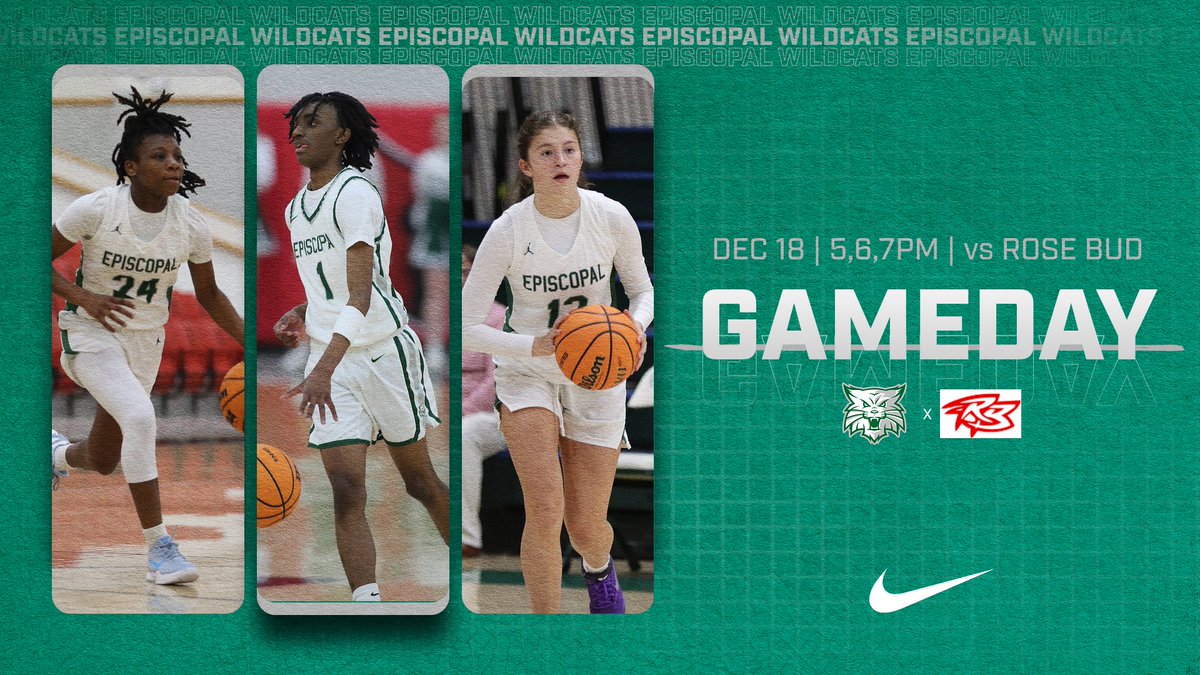 🆚 Rose Bud Ramblers
🎟️JHG/VG/VB
⏰ 5:00/6:00/7:00PM
📍 Episcopal
📺Episcopal Hudl Fan