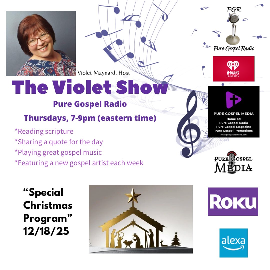 VMFamilyMusic's tweet photo. Join Violet tonight for “The Violet Show “. It will be a special Christmas program with special guests sharing “What Christmas Means to Me”. Don’t miss it! https://t.co/p9GDULMwpv