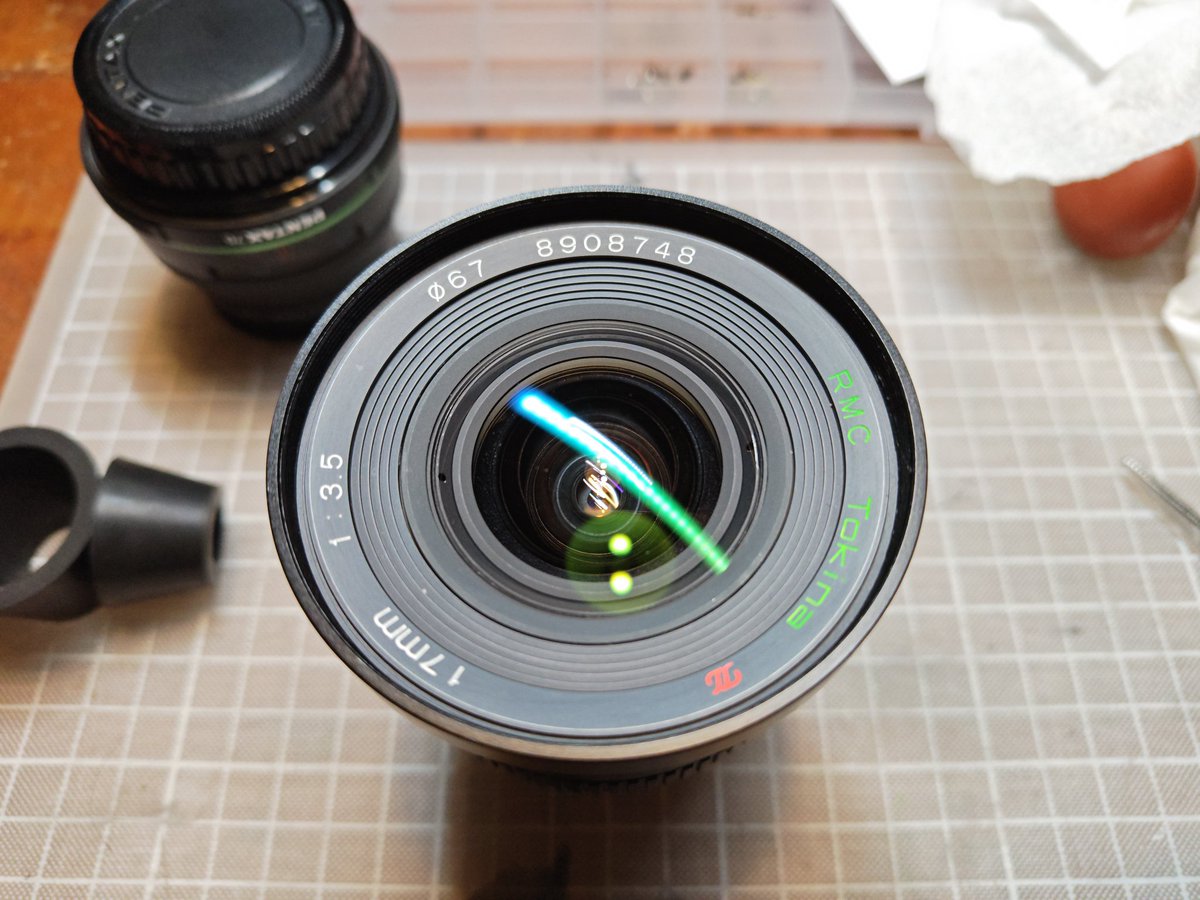 レンズ　ジャンク ジャンクレンズ、曇り除去しまして改めてKマウント17mmの単焦点ゲット