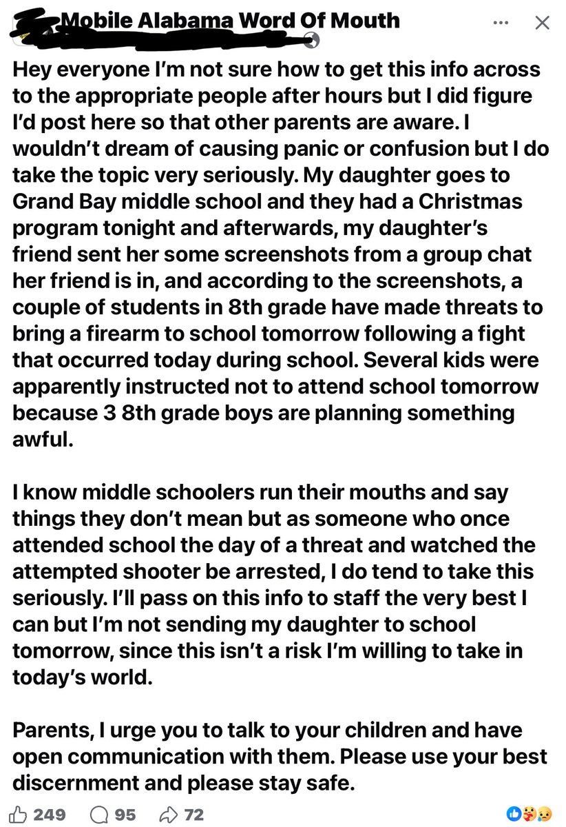 NickelBagsArt's tweet image. School shooting thwarted by concerned student, attentive parent who alerted authorities and the community upon learning of the threat. 
Great Job Students! 👏🏻Great Job Mom! 👏🏻 Great Job Police! 👏🏻#Alabama #StopSchoolShootings