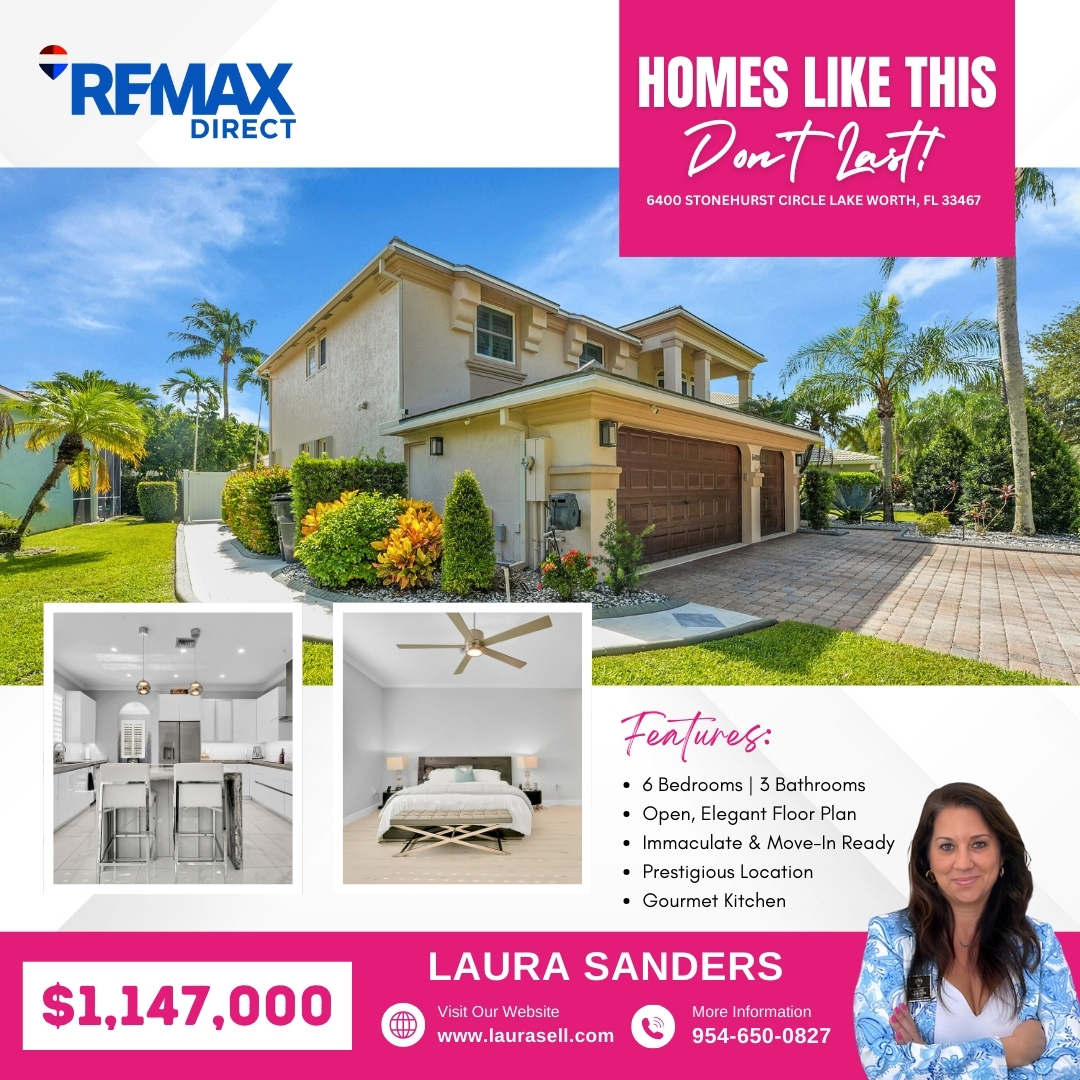 laurasellsflcom's tweet image. 🏡 PRESTIGIOUS LEGACY ESTATES • SMITH FARM

📍 6400 Stonehurst Circle | Lake Worth, FL 33467
💰 $1,147,000

📞 Call Laura Sanders today
📲 954-650-0827
#LakeWorthFL #SmithFarm #LegacyEstates #LuxuryHomesFL #PoolHome #MoveInReady  #LauraSandersRealEstate