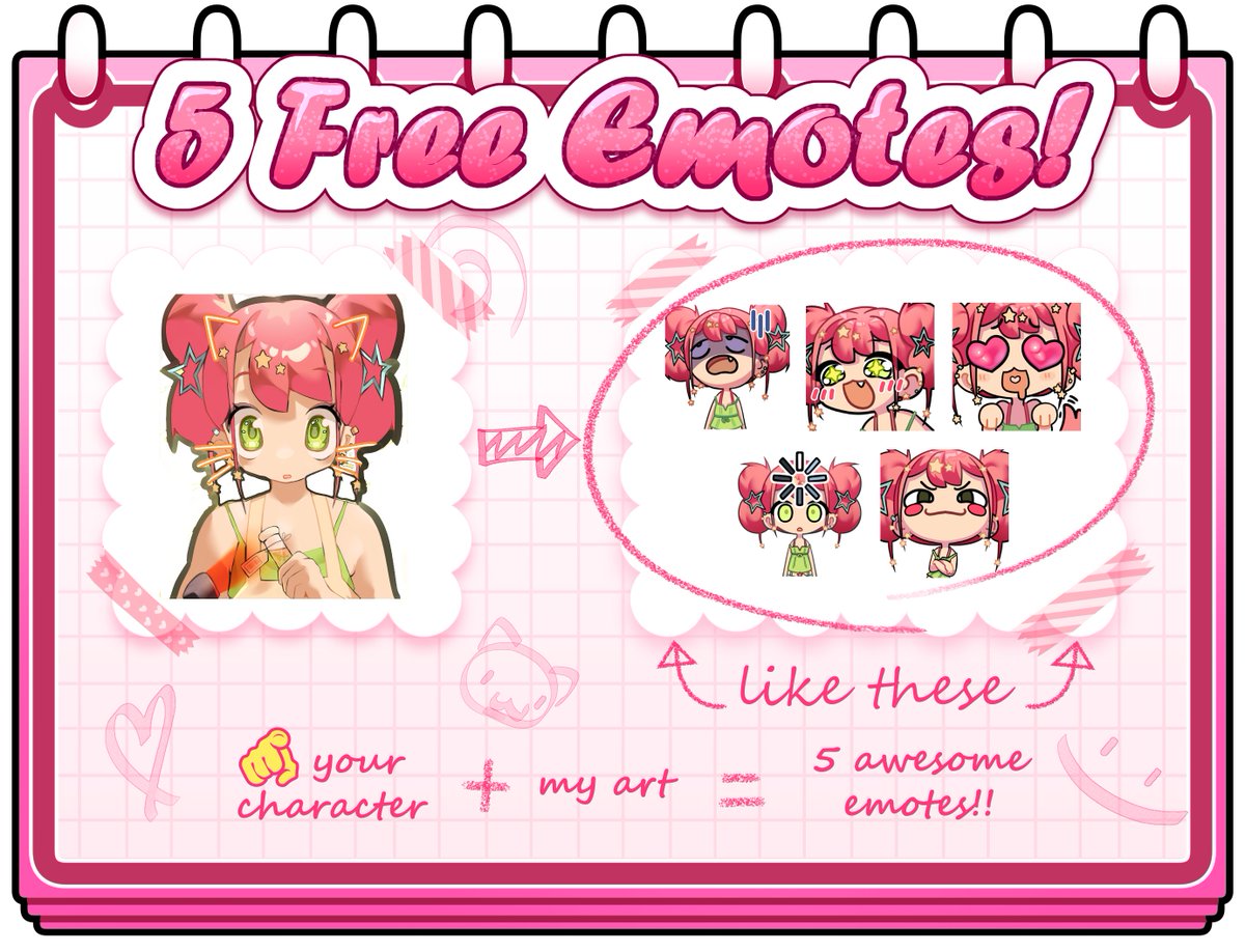 💥 ART RAFFLE! 💥

💚I need 2 more samples of emotes for my VGen and you have characters!

👑 2 winners, each get 5 chibi emotes of their desired character and emotions/bases.

HOW TO JOIN:
🩷 Like and RT this post
🩷 Follow
🩷 Comment with your chosen character

#artraffle