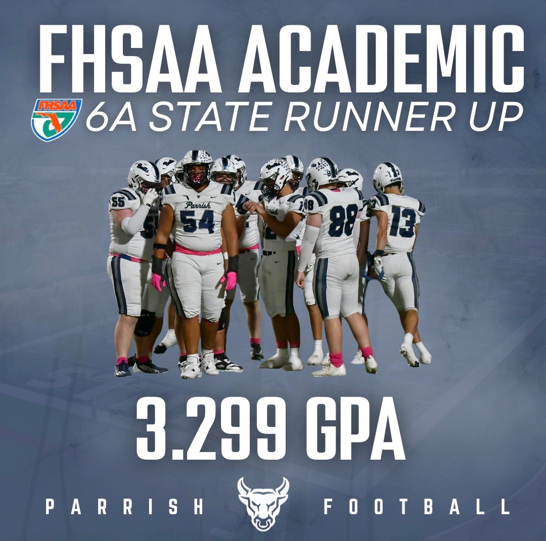 PCHSBULLSFB's tweet image. Congratulations to our players and staff for claiming the FHSAA Academic 6A State Runner Up.  The players worked hard on and off the fieldto accomplish this achievement.