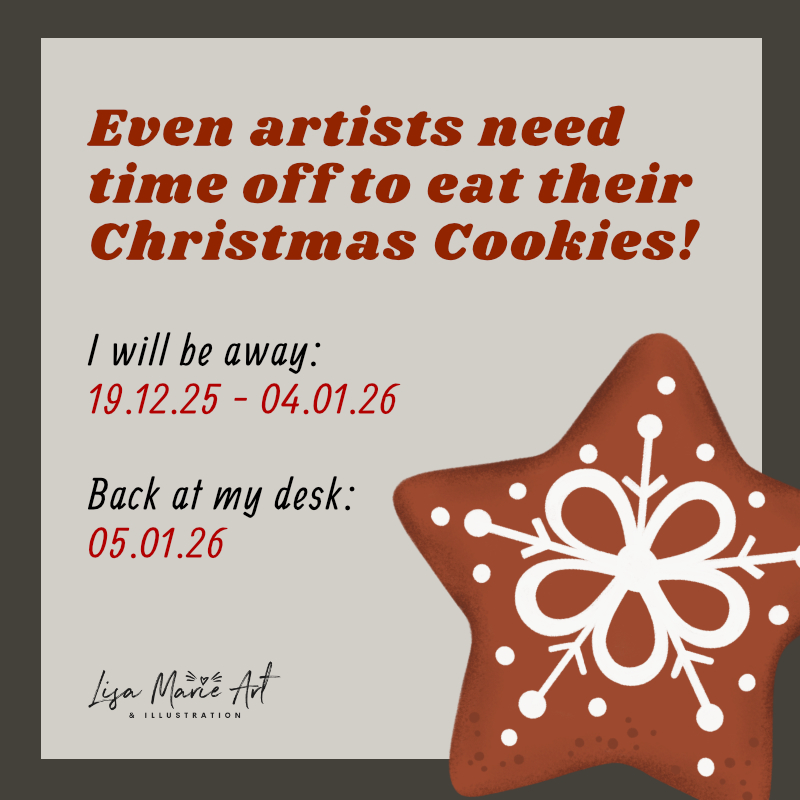 Time to down tools for a festive break! 🎨✨

Away: 19th Dec 2025 – 4th Jan 2026
Back: 5th January

Etsy &amp; Folksy shops stay open, orders processed as normal. eBay ACEOs return in the New Year.

Thank you for all your support this year! Wishing you a wonderful festive season!🎄