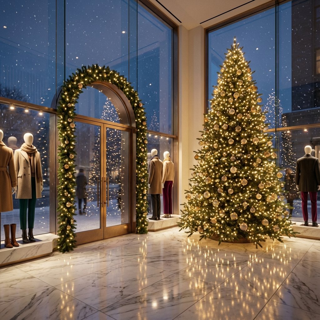 visualizeeAI's tweet image. Luxury retail entrance dressed for the holidays.
The 20-foot tree anchors the space—everything else supports the reflection game on that marble.

#retaildesign #christmasdesign #storefrontdesign #retailarchitecture #holidayvisual #luxuryretail #architecturevisualization