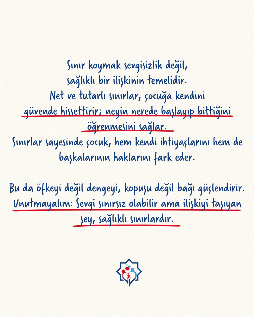 Sınır çizmek sevgisizlik değildir.
Aksine; sınırlar güveni, saygıyı ve sağlıklı ilişkiyi besler.
Sevgi her şeye izin vermek değil, kendini ve karşındakini koruyabilmektir.