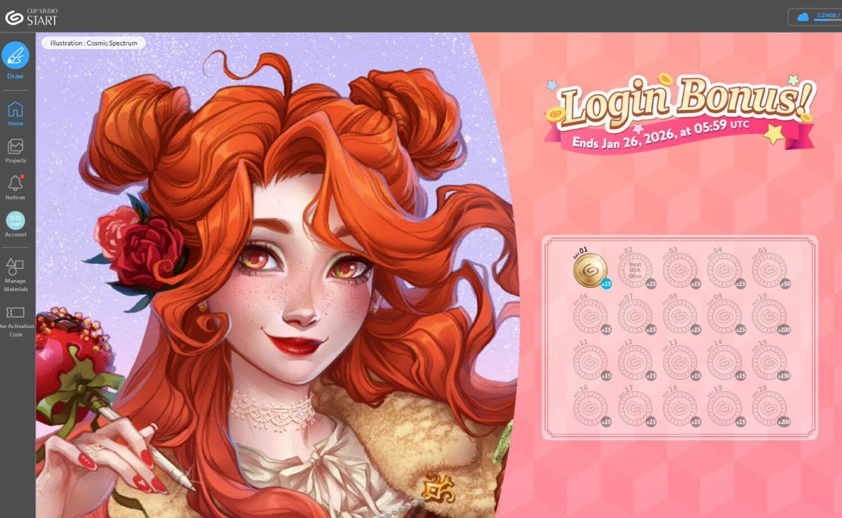 Пока не ясно, зачем эти бонусы… но польза уже есть: наконец-то поставила Clip Studio, потыкала кнопки и даже настроила пару окошек. Масштаб освоения нового пространства пока слегка пугает 👀