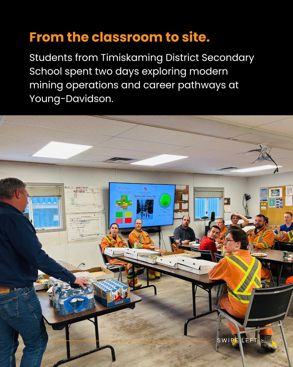 AlamosGoldInc's tweet photo. Students from Timiskaming District Secondary School recently spent two days at our Young-Davidson Mine—travelling nearly 5,000 feet underground to experience modern mining firsthand. This is how we invest in the next generation of mining talent. #AlamosGold #MiningCareers #OntarioMining