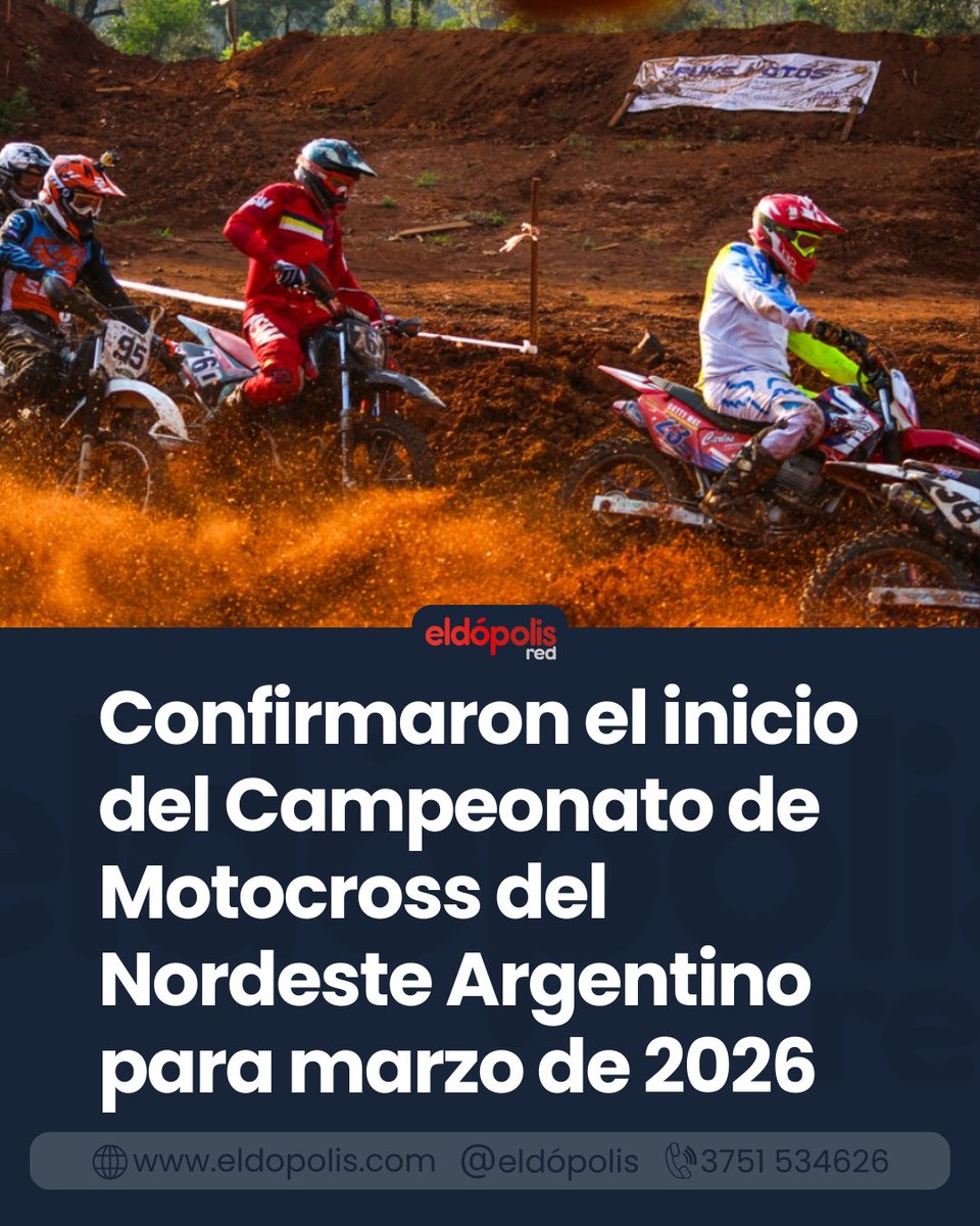eldopolis's tweet image. Confirmaron el inicio del Campeonato de Motocross del Nordeste Argentino para marzo de 2026
La decisión se tomó luego de la fecha única disputada en el MX Park de Concepción de la Sierra. eldopolis.com/news/gvQ1KiWEv…