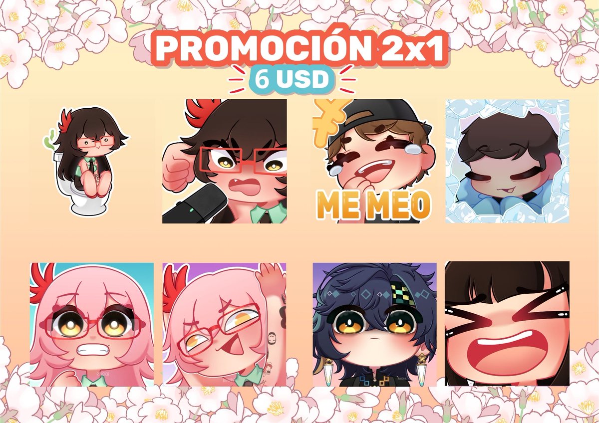 Rinoka68's tweet photo. ‼️PROMOCIÓN EMOTES 2x1‼️

Precio: 6 USD

Olvidé el regalo de navidad de mi bro así que si me comisionan contribuyen a ser el Santa de un niño (?

Solo 2 slots disponibles.

Entrega: 3 semanas máx. (Si lo quieren para un día en específico avisar)

Escríbeme al DM📥

#comission https://t.co/Arip2oUhKa