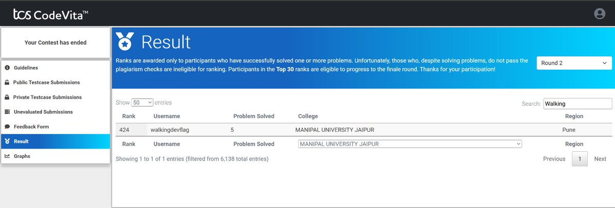 WalkingDevFlag's tweet photo. Ranked 424 in TCS CodeVita out 6000+ participants. Second in my College!!🤤
Honestly I thought I'd get a direct interview but they wanted to give another test at ION centres😭 (
#TCS #CodeVita #MUJ https://t.co/BgTO5xweU7