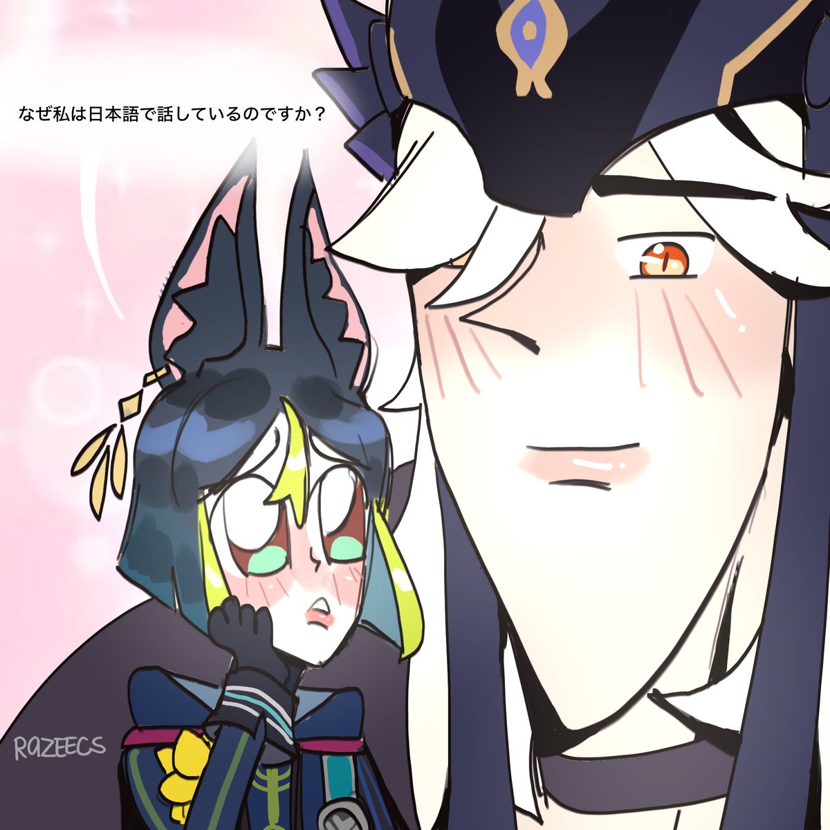 sceezar5's tweet image. drew this when a *certain* group ppl were complaining about the way i drew them so. here’s unmelanated cynari I Hope You Like It 👱🏻‍♂️❤️