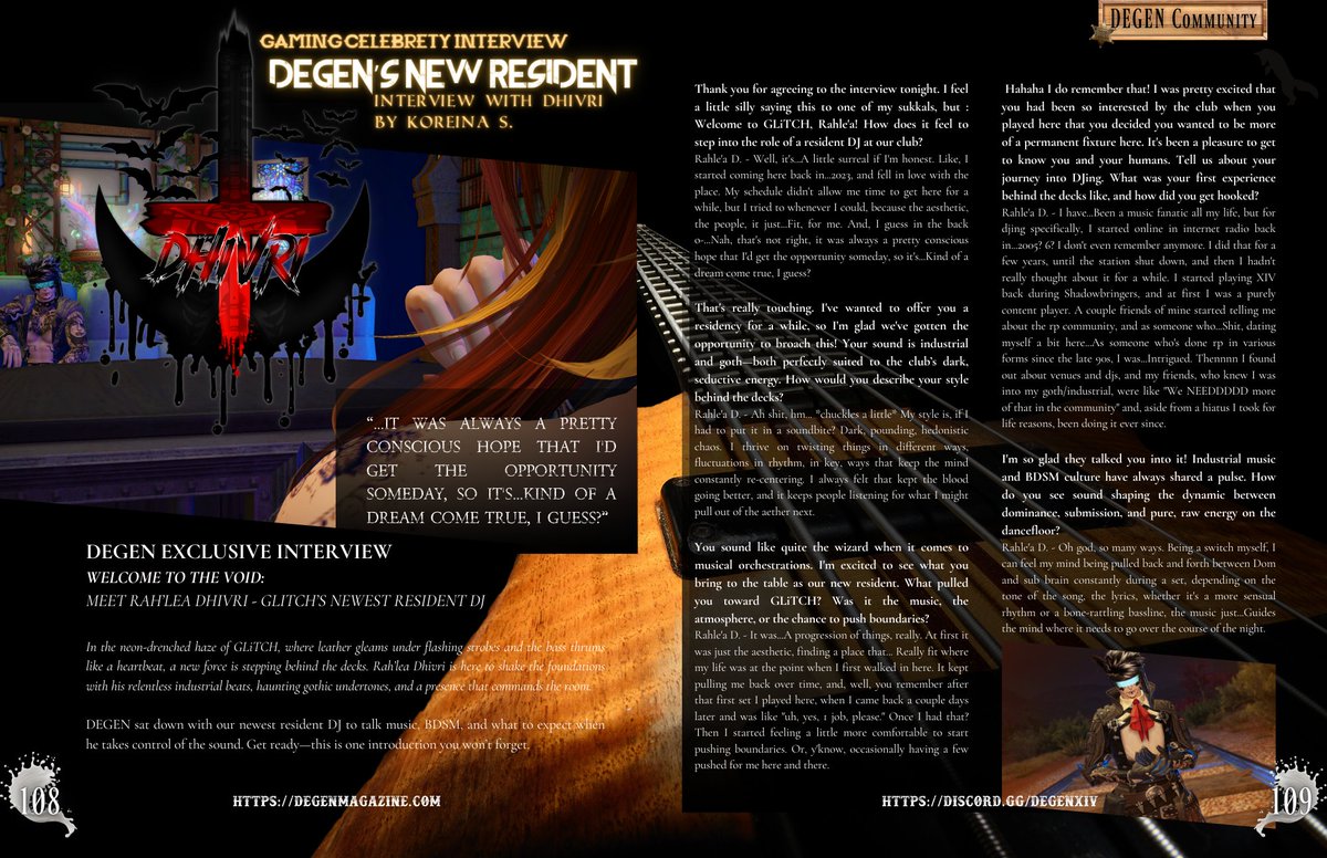 For Today's Throwback Thursday: A look at our Resident <a href="/RahleaDhivri/">Rahle'a Dhivri</a>! We featured this at the beginning of the year. It amazes me how much changes in the course of a single year but here we are! 

discord.gg/degenxiv 
degenmagazine.com