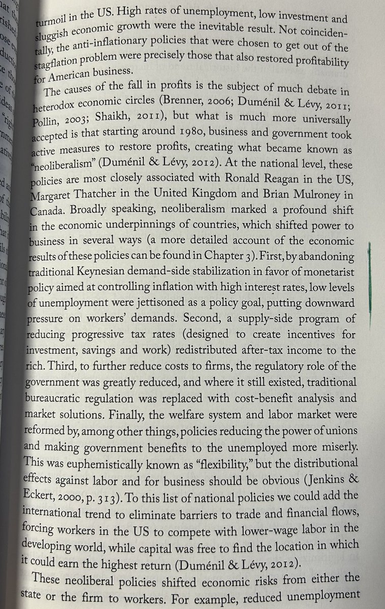 Spectre2Marx's tweet image. « The conventional story of the downfall of Keynesian economics [] is only a partial truth. Stagflation was a problem, but it was more a symptom []The problem was a decline in corporate profitability and the challenges to capitalist power( Chernomas, The profit doctrine)