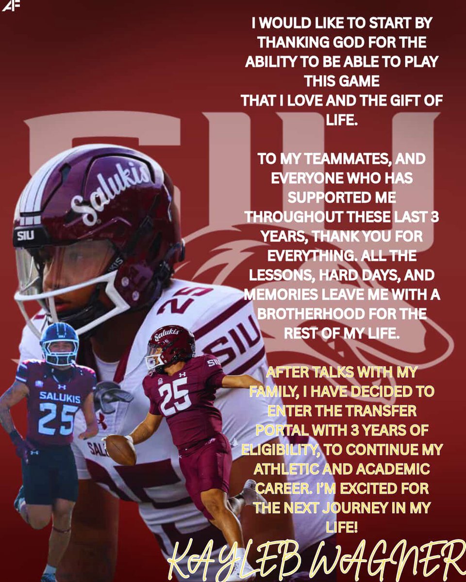 Kaylebwagner's tweet image. I will be entering the transfer portal thank you to everyone who has supported me this far