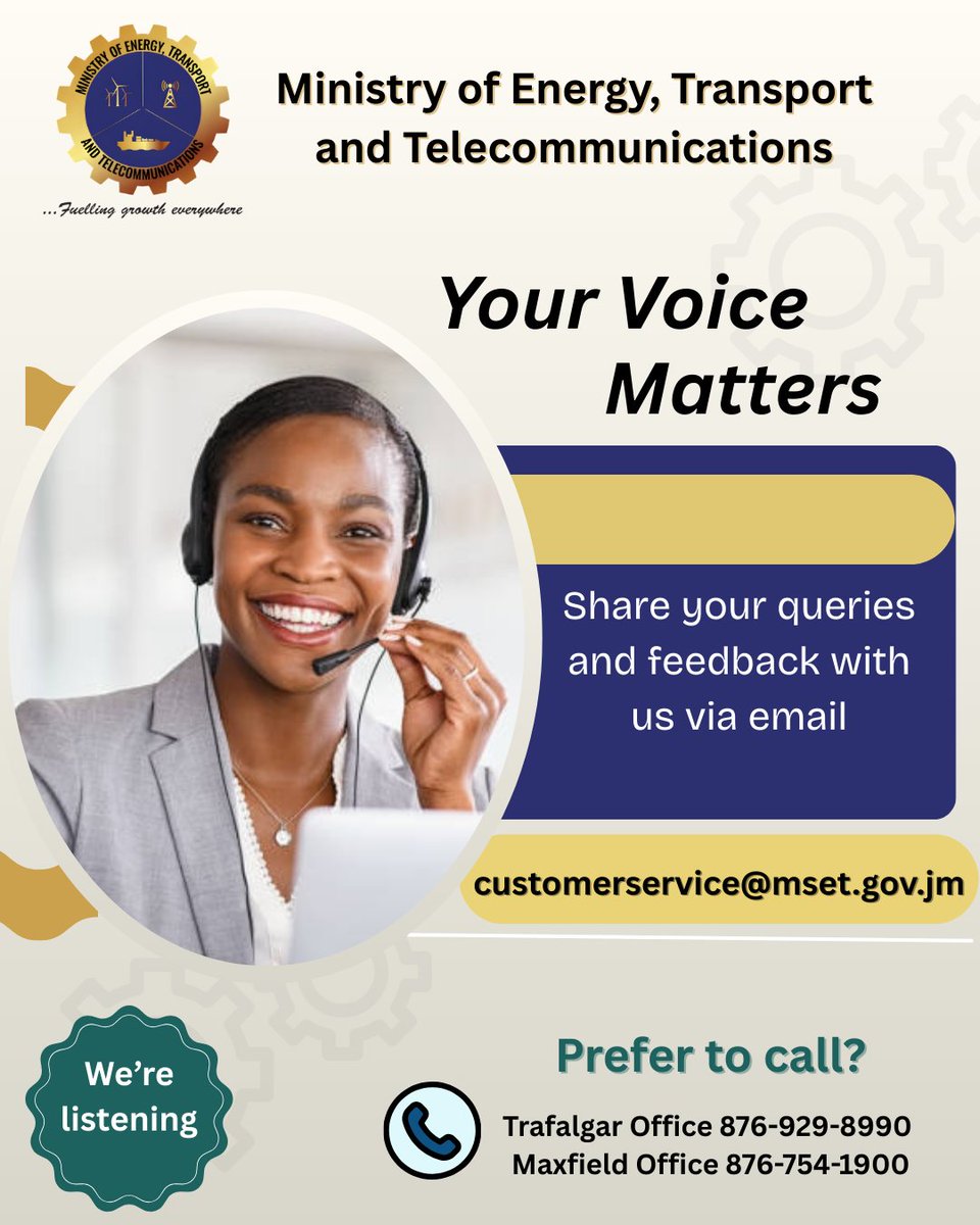 We want to hear from you!   Send us your feedback at customerservice@mset.gov.jm