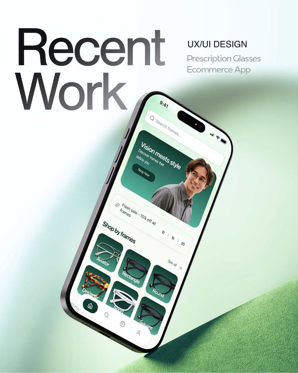 LERWS_'s tweet photo. New work: prescription glasses ecommerce app UI 👓📱 Virtual Try-On, shop by frame shape, clean PDP + cart flow. Built by LER Web Services. https://t.co/VKyBLy6LNB https://t.co/FS1I9tfO4S