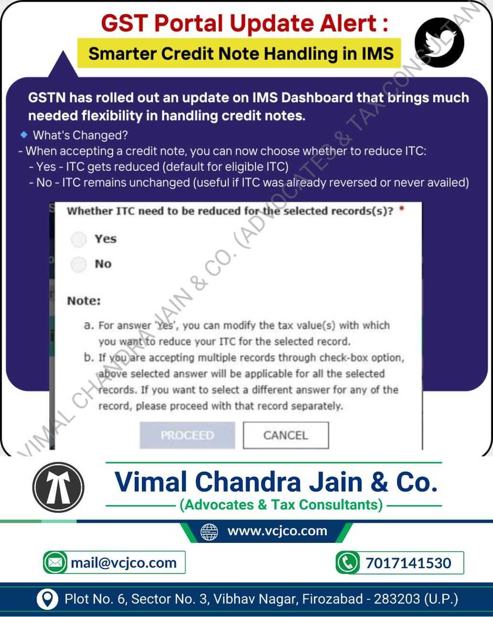 vcj_co's tweet photo. GST Portal Update : New Flexibility in Credit Note Handling in Invoice Management System

#IMS #CreditNote #tds #mathura #vrindavan #jalesar #kotla #dholpura #bharatpur #fariha #jasrana #sirsaganj #etah #auraiya #etawah #kanpur #tundla #vcjco #firozabad #agra #shikohabad #itr #incometaxreturn #refund #gst #gstr #gstregistration #tax #taxation #gstin
