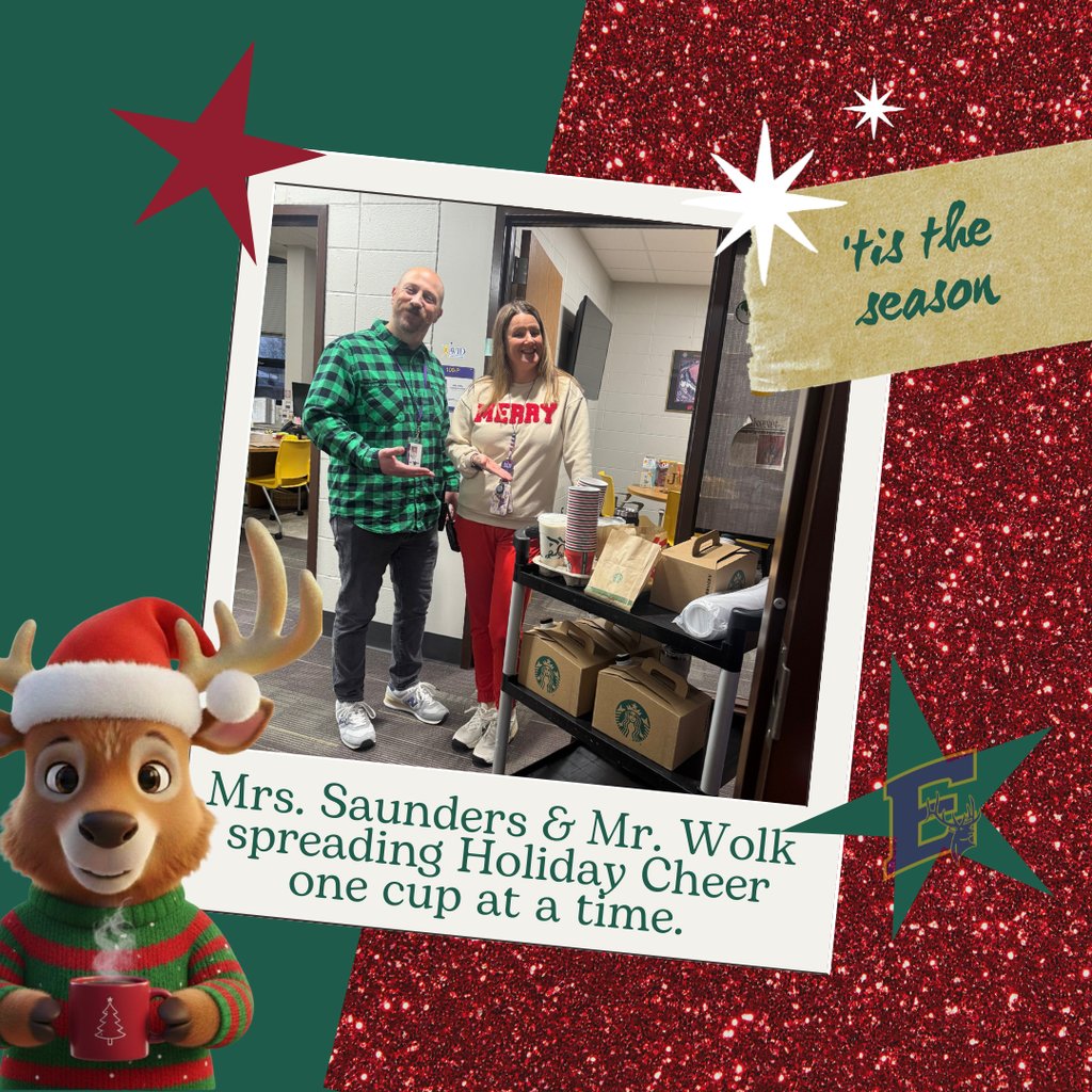 When the coffee cart rolls in, you know it’s a good day ☕🎄 Huge thanks to Mrs. Saunders and Mr. Wolk for spreading holiday cheer to the high school staff —one cup at a time!