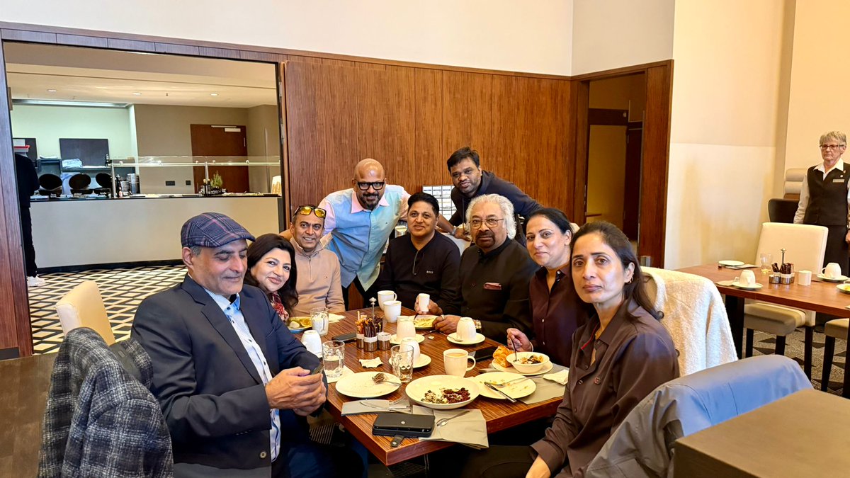 Indian Overseas Congress (IOC) leaders from across Europe sharing a lighter moment with Shri Sam Pitroda, Chairman of the IOC, and Dr Arathi Krishna, AICC Secretary in charge of the IOC, during their visit to Germany, where they received Shri Rahul Gandhi, Leader of the