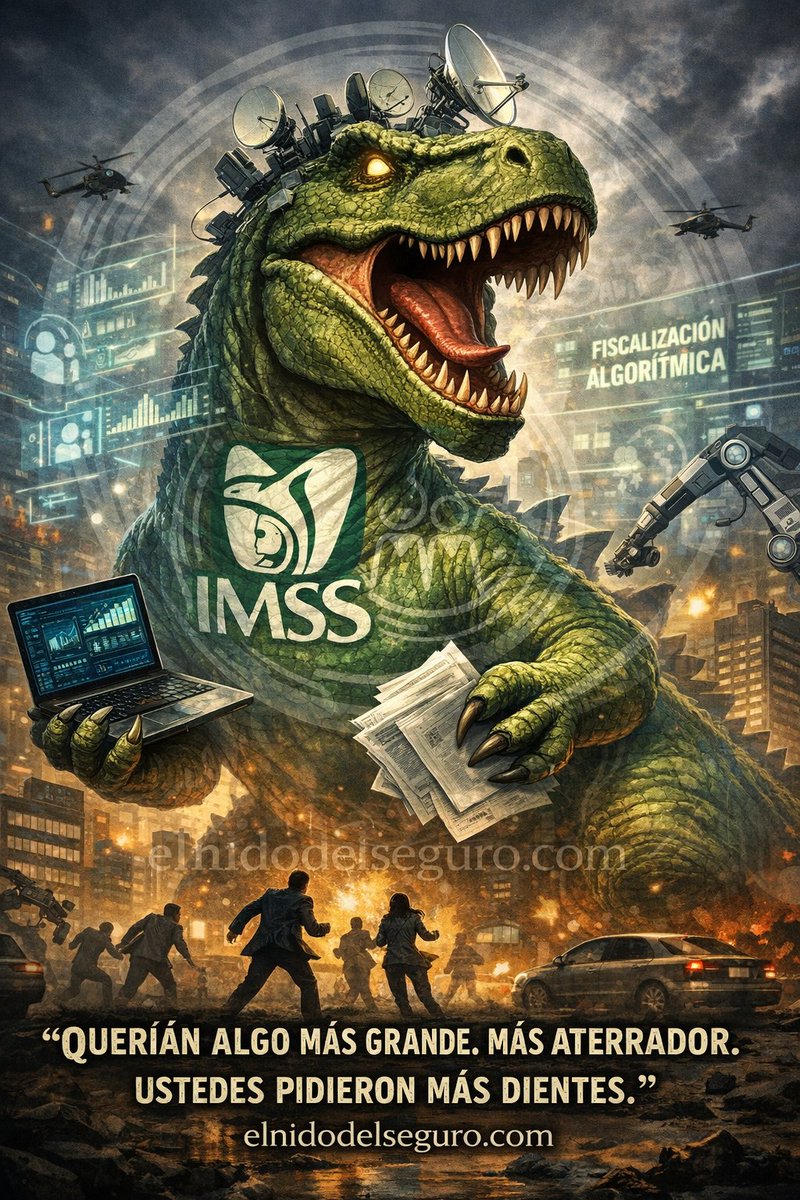 elnidodelseguro's tweet photo. ¿Qué ocurre cuando el @Tu_IMSS, al igual que el @SATMX, decide operar con #perfilesderiesgo en la #fiscalización?

No es una hipótesis. Son perfiles construidos mediante #fiscalizaciónalgorítmica, a partir de cruces masivos de datos y modelos predictivos.

No es una broma.

Ahí está el anteproyecto del nuevo Reglamento Interior del #IMSS. No anticipa visitas tradicionales. Anticipa control inteligente, permanente y selectivo.

La pregunta ya no es si la autoridad puede hacerlo. La pregunta es si los patrones están preparados para convivir con ese nivel de escrutinio.

Porque cuando la tecnología se diseña para intensificar el control, el resultado no es accidental.

Como diría Jurassic Park:

“Querían algo más grande. Más aterrador.
Ustedes pidieron más dientes.”