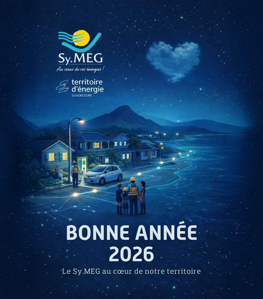 #BonneAnnée | ✨ Le président et toute l’équipe du Sy.MEG vous présentent leurs meilleurs vœux pour cette nouvelle année.

En 2026, le Sy.MEG poursuit sa mission d'Autorité Organisatrice de la Distribution d'Électricité (AODE) au service de toutes les communes de l’archipel.
