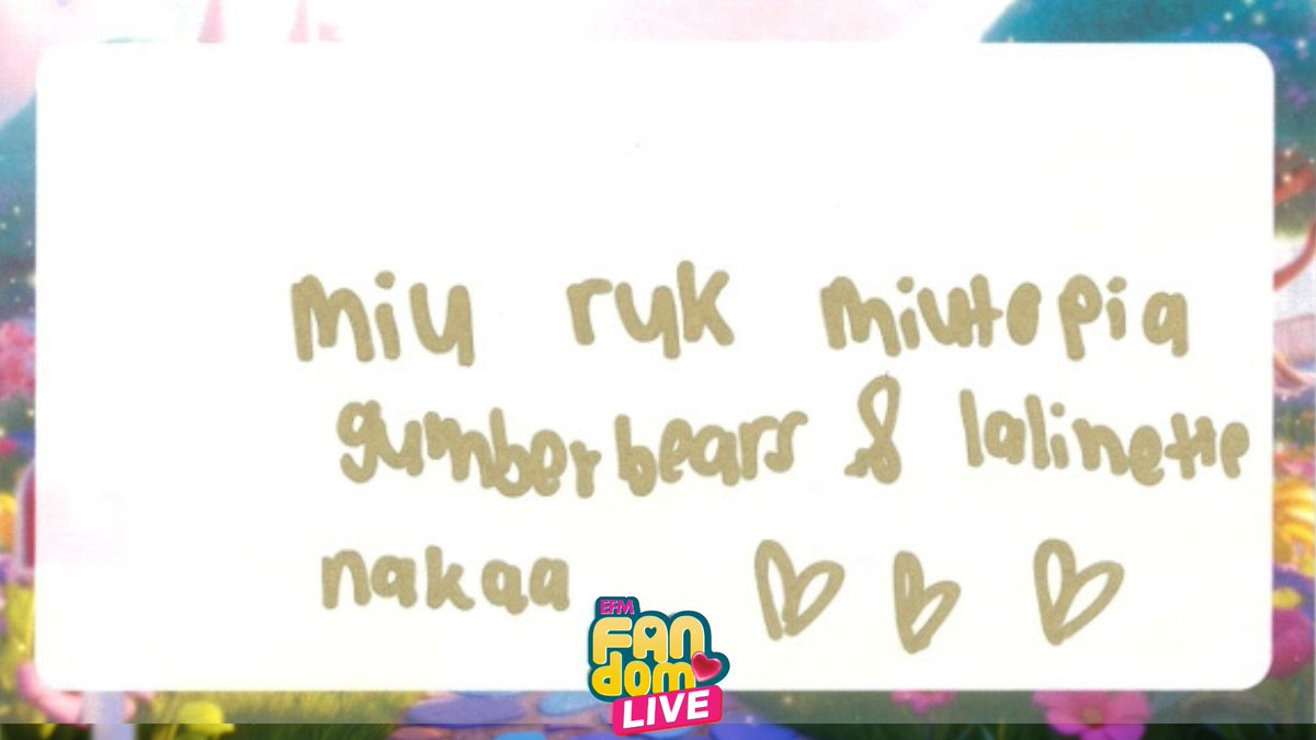 #ลีน่าหมิว ส่งคำขอบคุณผ่านจดหมาย 💌 ถึง 'Gumber Bear' 🦋🧸 เข้ามาอ่านกันได้เลยน้าาาา

#LenaMiuxFANDOMLIVE
#LenaMiu #FANDOM_Loveletters #EFM