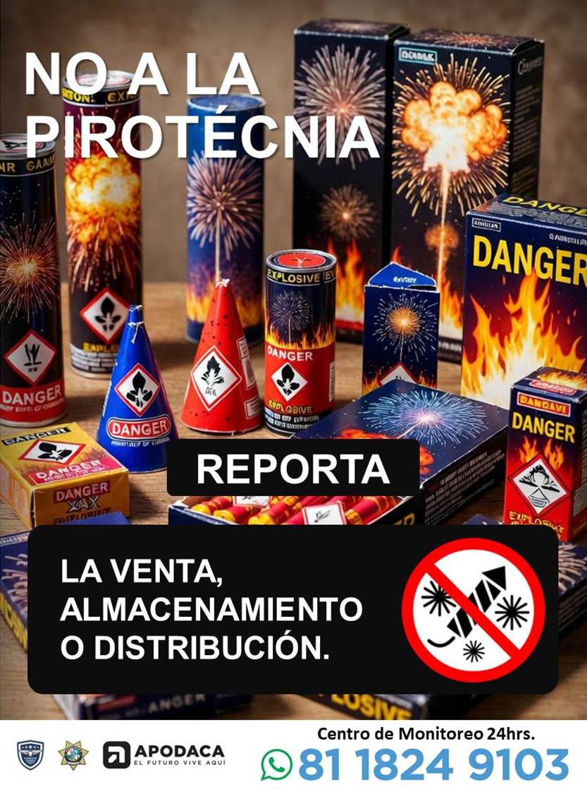 No a la pirotecnia. Reporta su venta, almacenamiento o distribución. #ElFuturoViveAquí #ServirYProteger